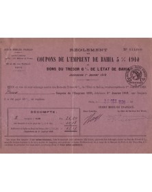 Coupons de l'Emprunt de Bahia 5% 1910