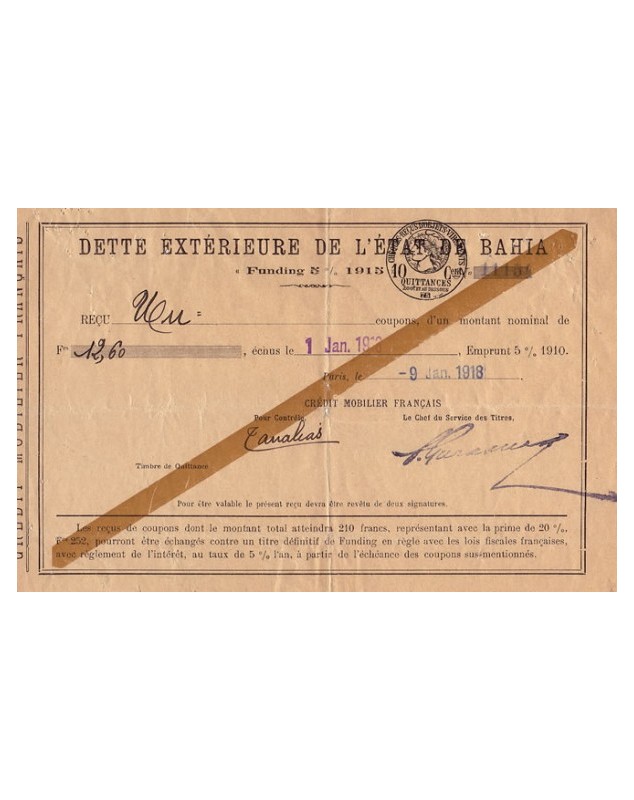 Dette Extérieure de l'Etat de Bahia 5% 1915