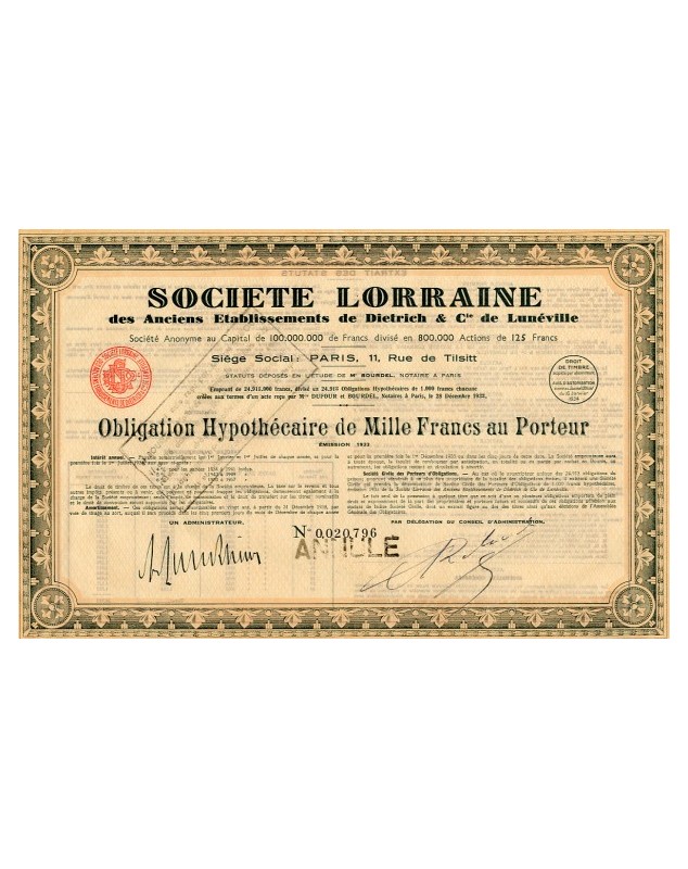 Sté Lorraine des Anciens Ets de Dietrich & Cie de Lunéville