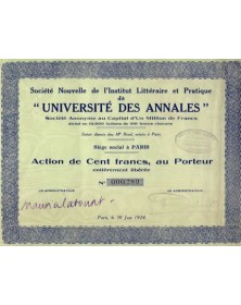 Sté Nouvelle de l'Institut Littéraire et Pratique dit ''Université des Annales''
