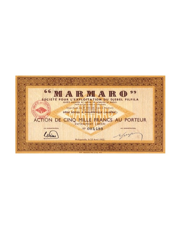 ''Marmaro'' Société pour l'Exploitation du Djebel Filfila