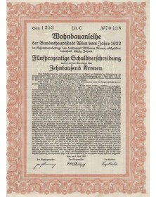 Wohnbauanleihe der Bundeshauptstadt Wien 1922 