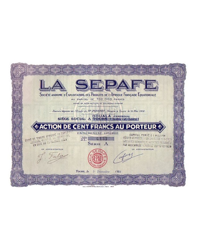La SEPAFE - S.A. d'Exploitation des Produits de l'Afrique Française Equatoriale