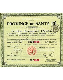 République Argentine - Province de Santa Fé, Arriérés de l'Emprunt extérieur Or 5% 1910