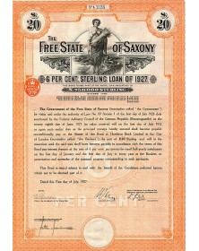 The Free State of Saxony - 6% State Loan 1927
