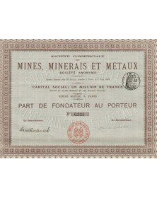 Sté Ciale. et Anonyme des Mines, Minerais et Métaux