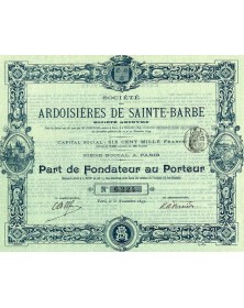 Société des Ardoisières de Sainte-Barbe Lorraine/Vosges 88