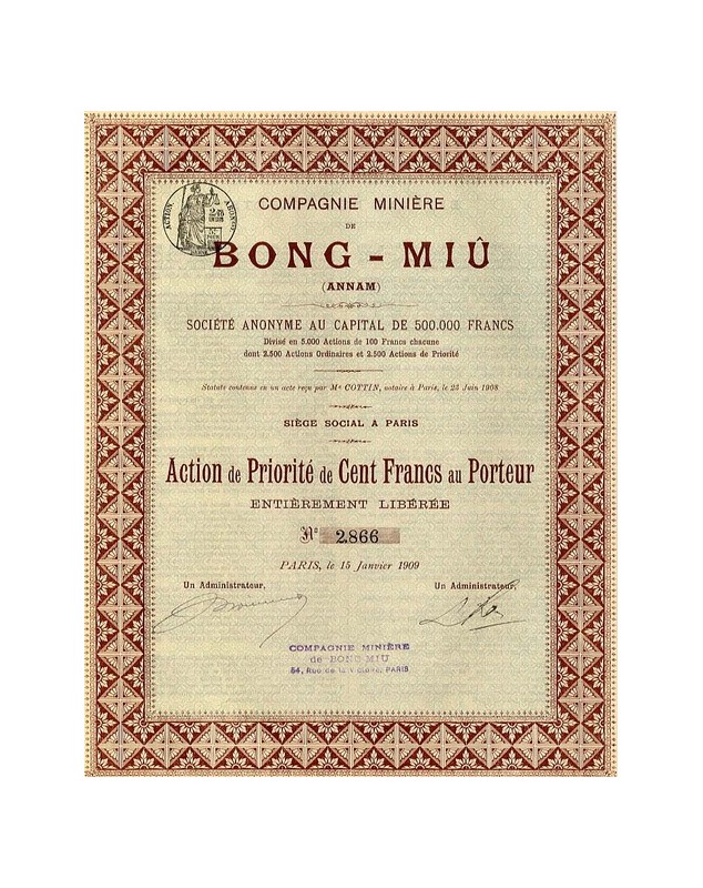 Cie Minière de Bong-MiÃ» (Annam)