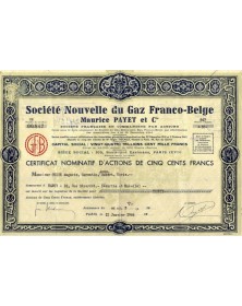 Sté Nouvelle du Gaz Franco-Belge Maurice Payet et Cie