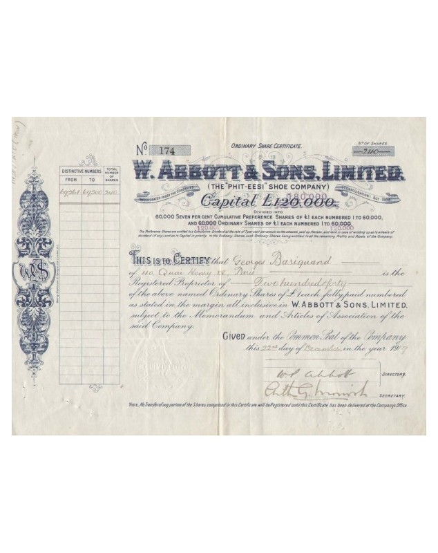 W. Abbott & Sons, Ltd. (The "Phit-Eesi Shoe Company")