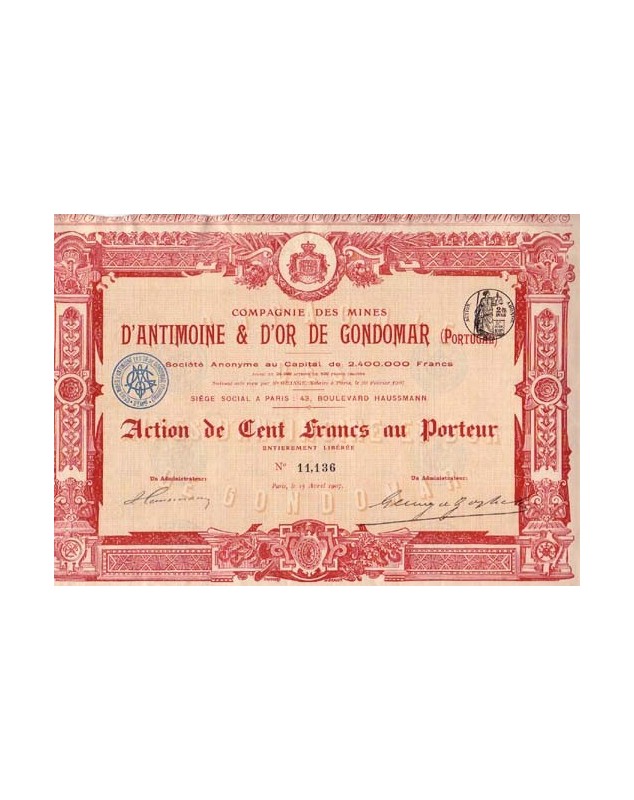 Compagnie des Mines d'Antimoine & d'Or de Gondomar (Portugal)