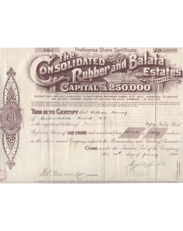 The Consolidated Rubber and Balata Estates Ltd