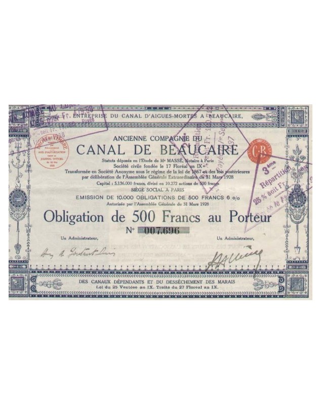 Entreprise du Canal d'Aigues-Mortes à Beaucaire. Ancienne Cie du Canal de Beaucaire Languedoc-Roussillon/Gard 30