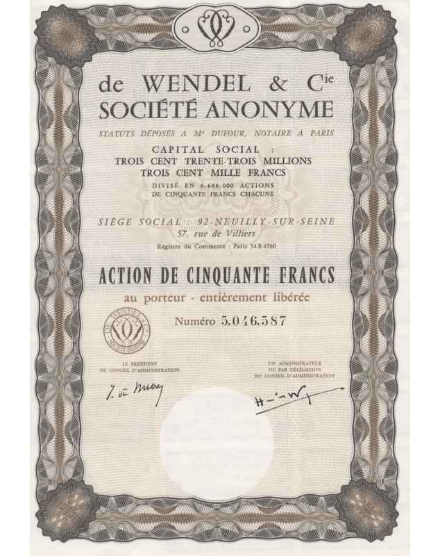 De Wendel & Cie, Société Anonyme