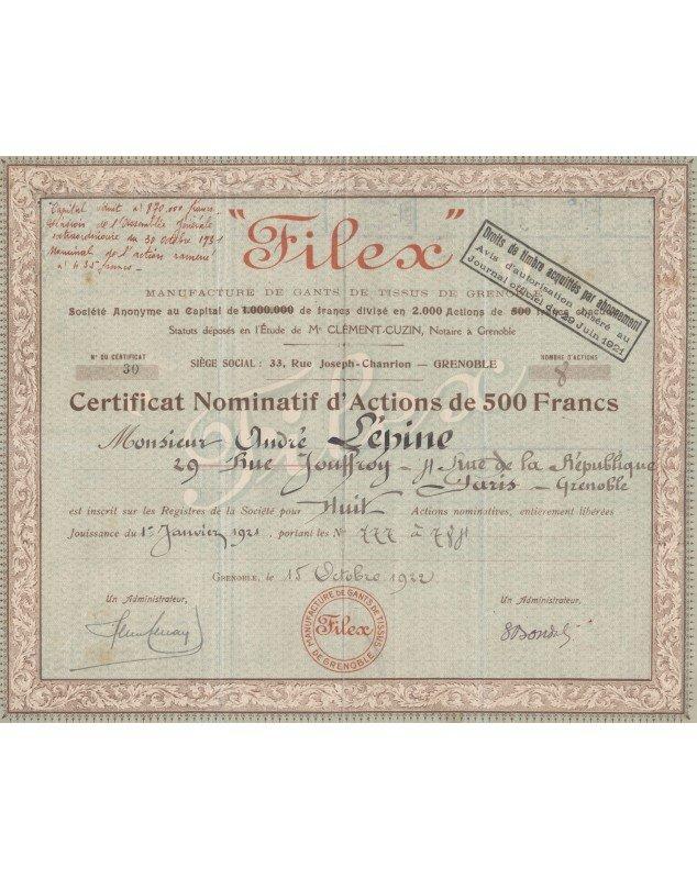 Filex, Manufacture de Gants de Tissus de Grenoble
