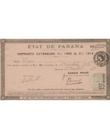 Emprunts Extérieurs de l'Etat de Parana 5% 1905 et 1913