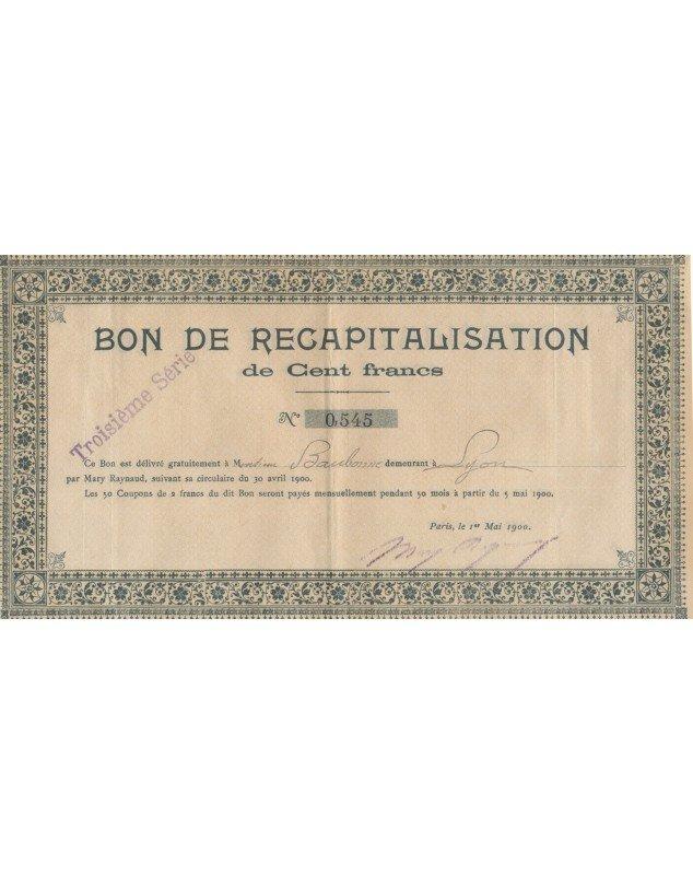 Bons de Recapitalisation de 100F et 1000F