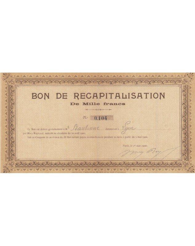 Bons de Recapitalisation de 100F et 1000F