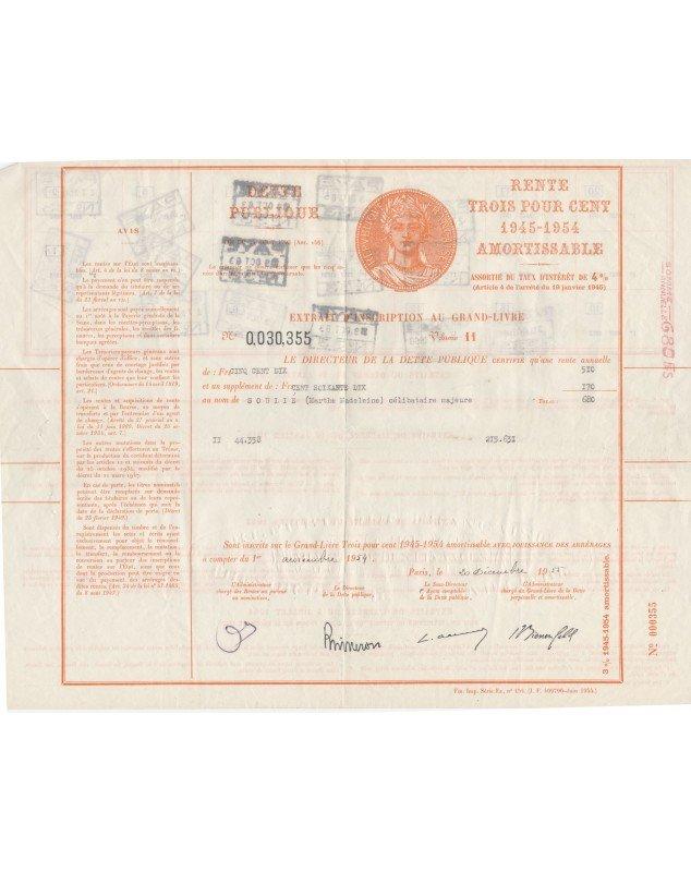 Dette Publique, Rente 3% amortissable 1945