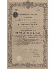 Royal Hungarian State Debt Bond 4% 1902 (200 Kr)