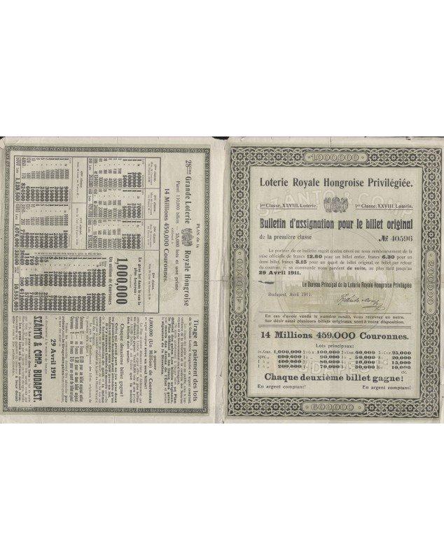 Bureau Centrale de la Loterie Royale Hongroise Privilégiée, Maison de Banque Szanto & Comp. Budapest