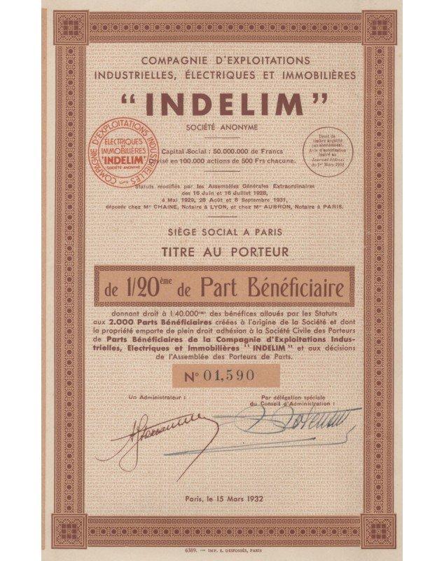 INDELIM Cie d'Exploitations Industrielles, Electriques et Immobilières