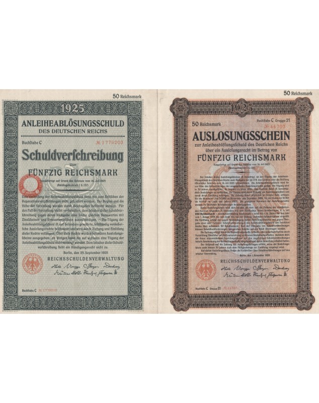 AnleiheablösungsSchuld des Deutschen Reichs 1925 - 50 RMarks