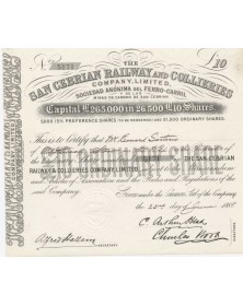 The San Cebrian Railway and Collieries Co. Ltd. Sociedad Anonima del Ferro-Carril y las Minas de Carbon de San Cebrian.