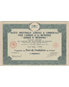 Action Sté Agricole Commerciale & Industrielle Afrique & Congo 1910 