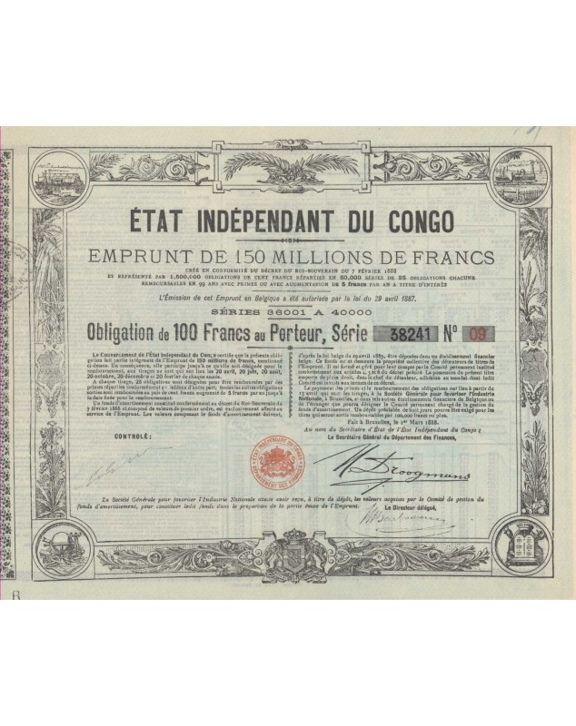 Etat Indépendant du Congo - Emprunt de 150 Millions F
