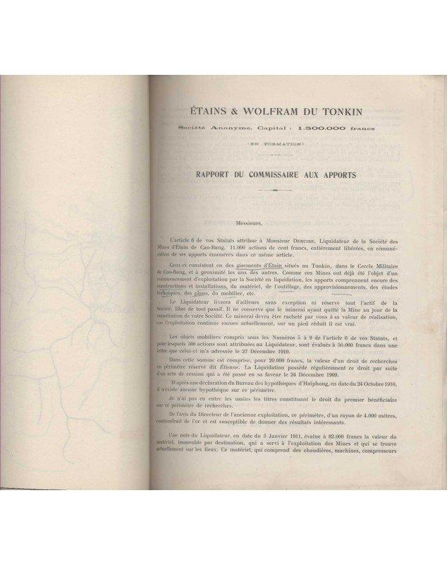 Notice sur les Mines Indochinoises du Tonkin, 1911