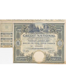 Crédit National pour faciliter la réparation des dommages causés par la Guerre Emprunt Juin 1923
