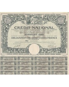 Crédit National pour faciliter la réparation des dommages causés par la Guerre - Emprunt 1920