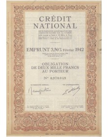Crédit National pour faciliter la réparation des dommages causés par la guerre - Emprunt 4% 1941-1953 à Lots