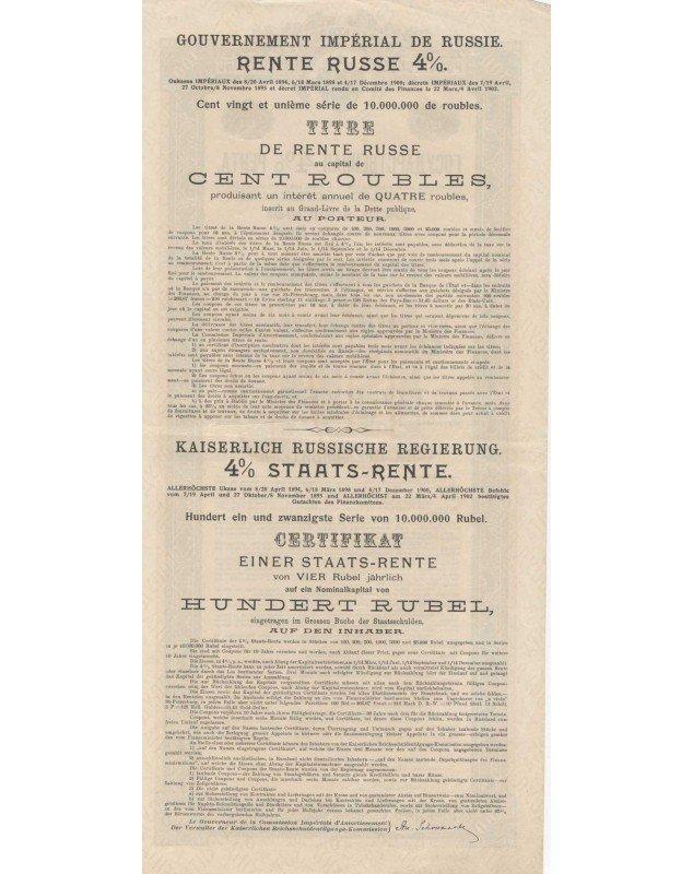 Gouvernement Impérial de Russie-Rente Russe 4%