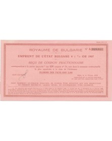 Royaume de Bulgarie - Emprunt de l'Etat Bulgare 4,5% Or 1907