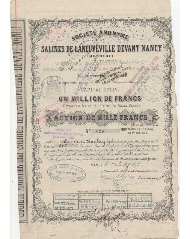 Lorraine/Meurthe-et-Moselle 54 S.A. des Salines de Laneuveville devant Nancy (Meurthe)