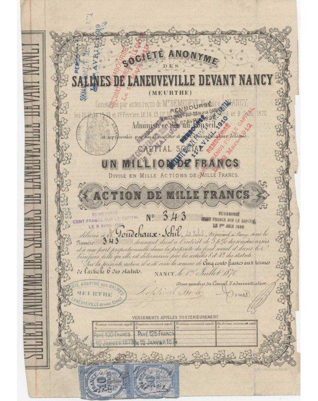 Lorraine/Meurthe-et-Moselle 54 S.A. des Salines de Laneuveville devant Nancy (Meurthe)