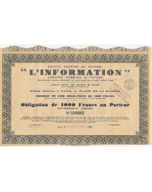 S.A. du Journal "L'Information" Financière, Economique et Politique. 1931