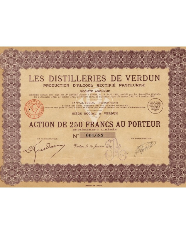 Les Distilleries de Verdun. Production d'Alcool Rectifié Pasteurisé