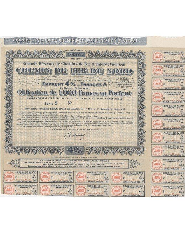 Grands Réseaux de Chemin de Fer d'Intérêt Général. Chemin de Fer du Nord - 4% Loan 1933