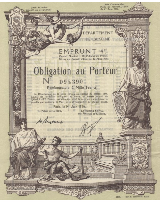 Département de la Seine - Emprunt 4% 1930