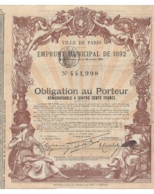 Ville de Paris - Emprunt Municipal 1892