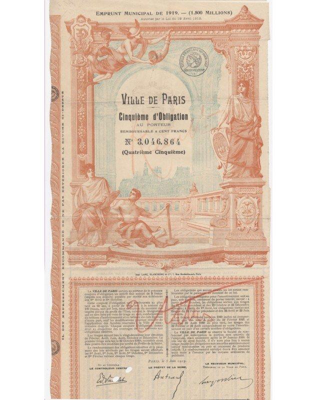 City of Paris - Municipal Loan 1919 (1500 Millions)