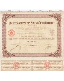 Sté des Mines d'Or du Chatelet (Creuse). 1923