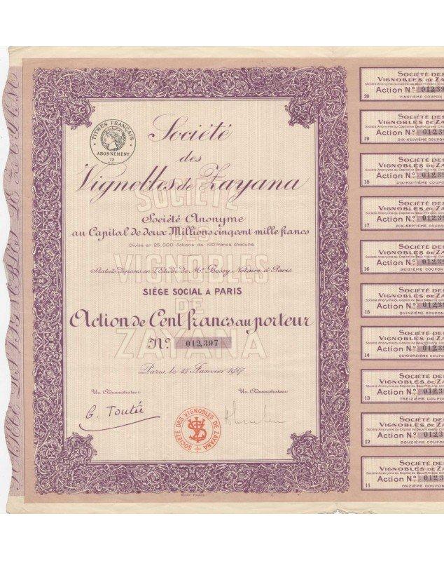 Sté des Vignobles de Zayana