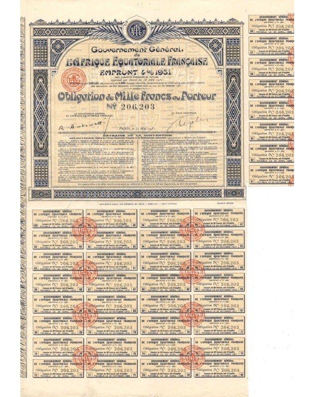 Gouvernement Général de l'Afrique Equatoriale Française - 4% Loan 1931