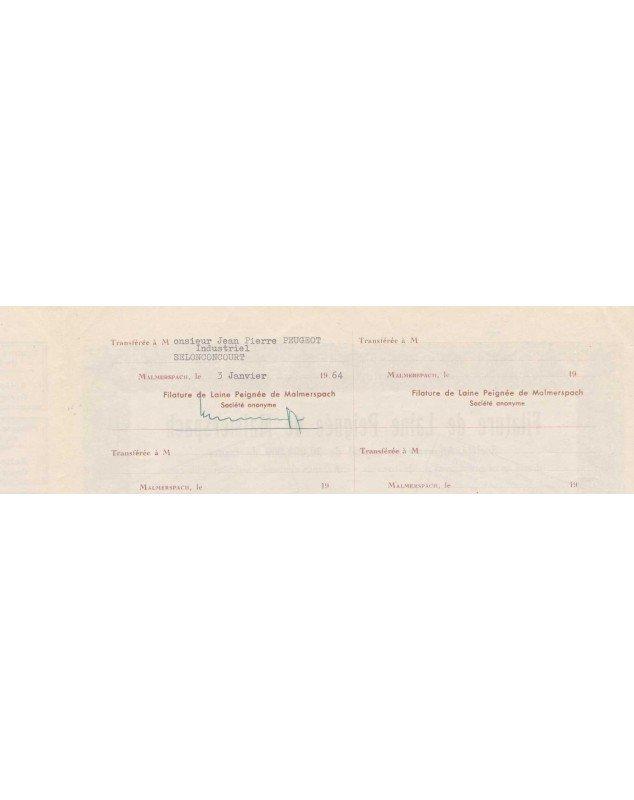 Filature de Laine Peignée de Malmerspach (délivré à la famille Peugeot)
