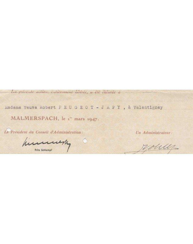 Filature de Laine Peignée de Malmerspach (delivered to the Peugeot family)