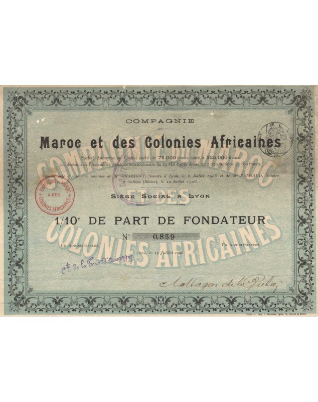 Cie du Maroc et des Colonies Africaines